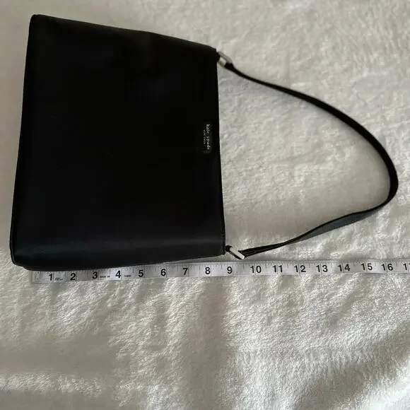 Kate Spade Black Nylon Shoulder Bag Sleek Minimal Y2K Classic Chic Clean Girl - Picture 15 of 16